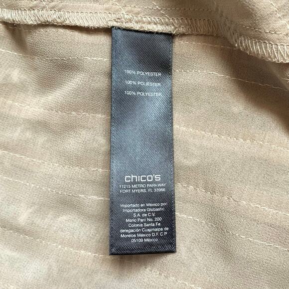 NEW CHICO’S Travelers Gilded Stripe Open Sheer Light Jacket SZ 1 M Tan Metallic - Picture 11 of 12